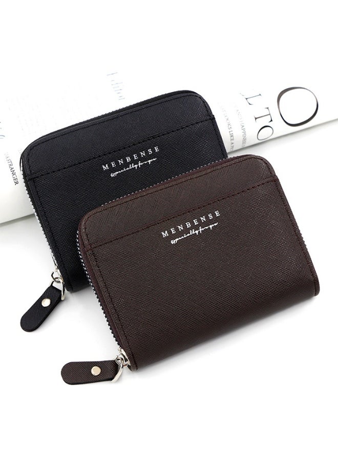 Men's Wallet Solid Color Business Short Zipper Bag Clutch Purse Coin Wallet