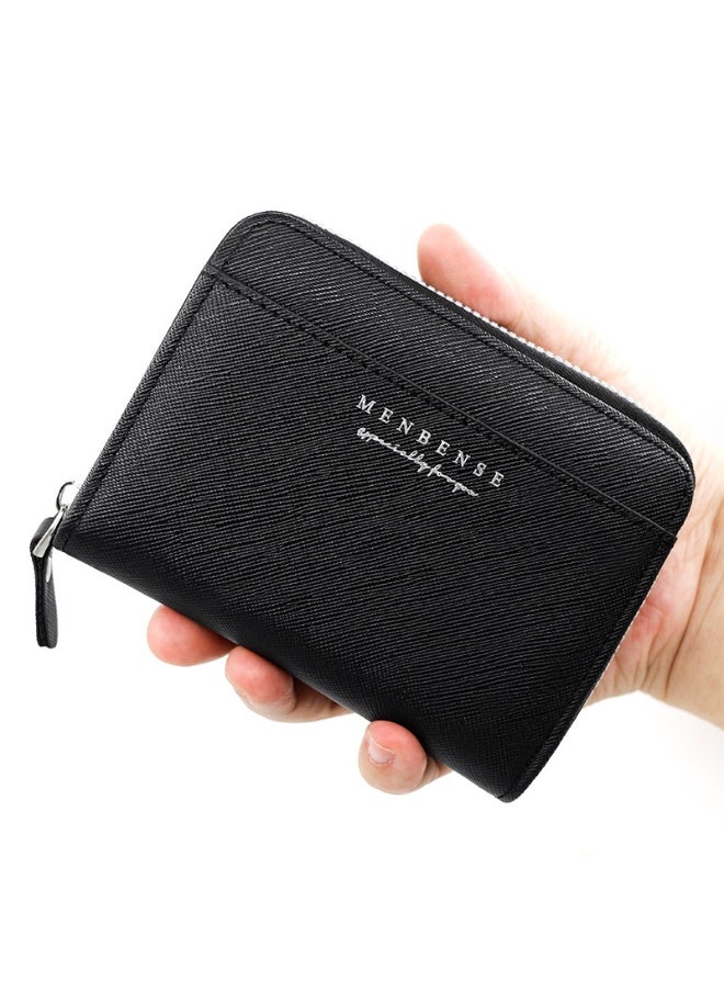 Men's Wallet Solid Color Business Short Zipper Bag Clutch Purse Coin Wallet