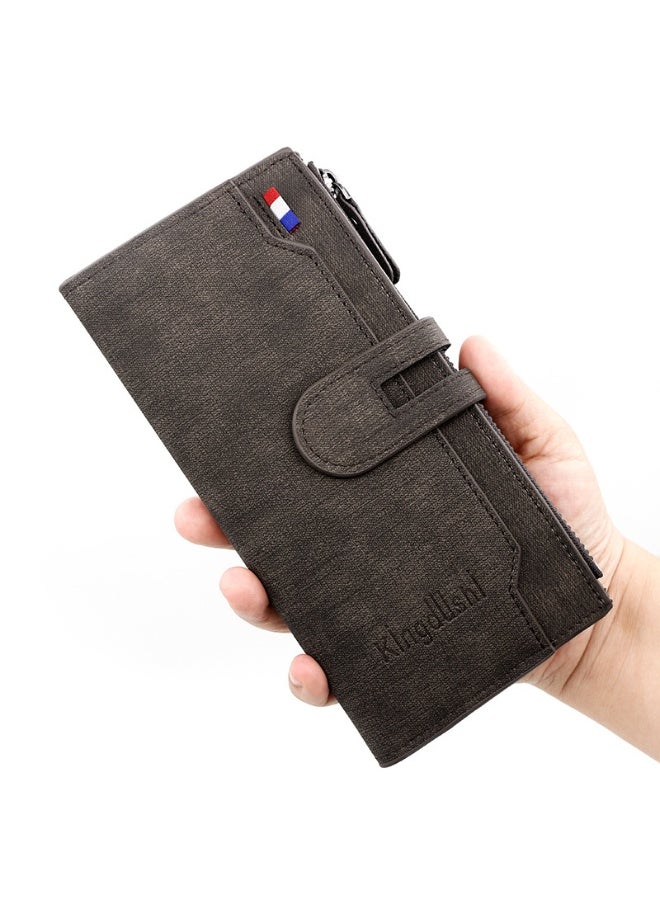 Men's Long Wallet Fashion Simple Pu Magnetic Buckle Men's Bag Multi-card Card Holding Bag Coin Wallet