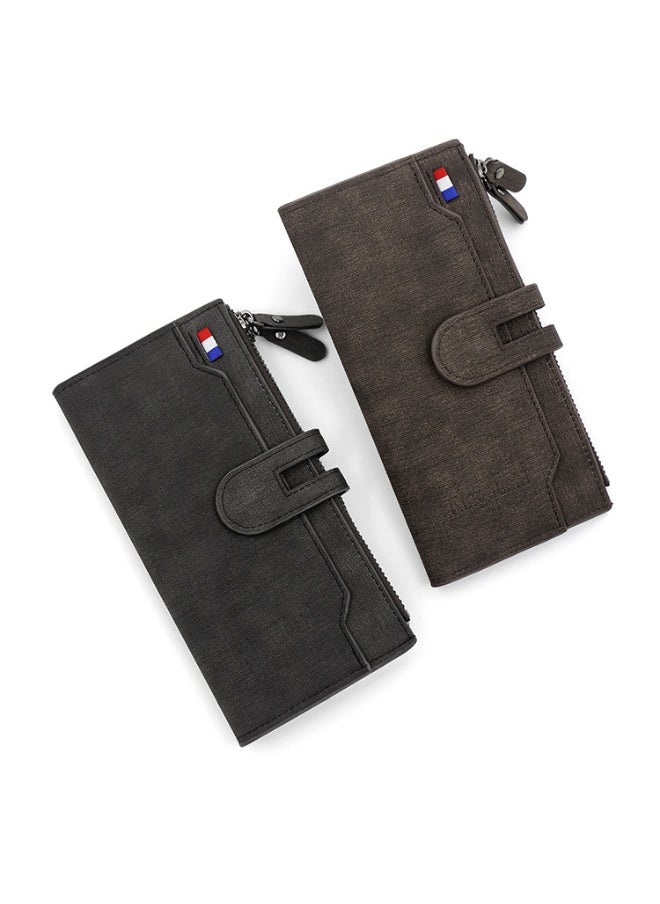 Men's Long Wallet Fashion Simple Pu Magnetic Buckle Men's Bag Multi-card Card Holding Bag Coin Wallet