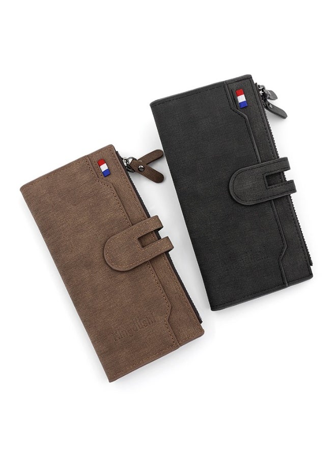 Men's Long Wallet Fashion Simple Pu Magnetic Buckle Men's Bag Multi-card Card Holding Bag Coin Wallet