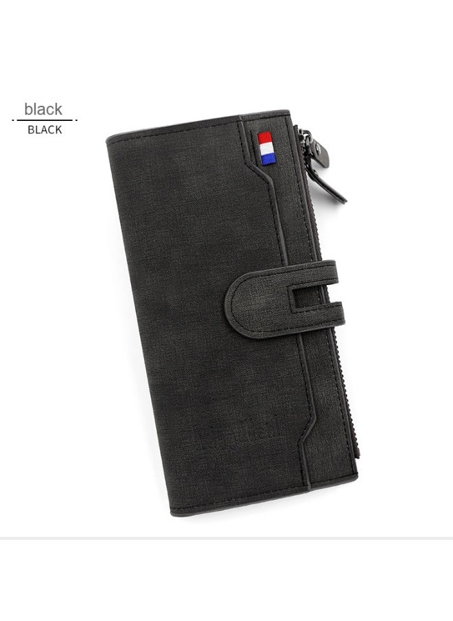 Men's Long Wallet Fashion Simple Pu Magnetic Buckle Men's Bag Multi-card Card Holding Bag Coin Wallet