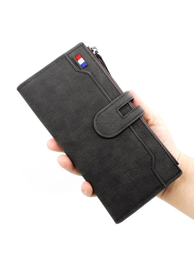 Men's Long Wallet Fashion Simple Pu Magnetic Buckle Men's Bag Multi-card Card Holding Bag Coin Wallet
