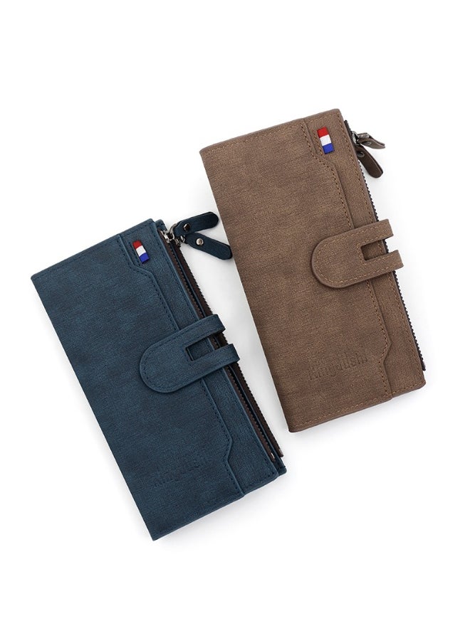 Men's Long Wallet Fashion Simple Pu Magnetic Buckle Men's Bag Multi-card Card Holding Bag Coin Wallet