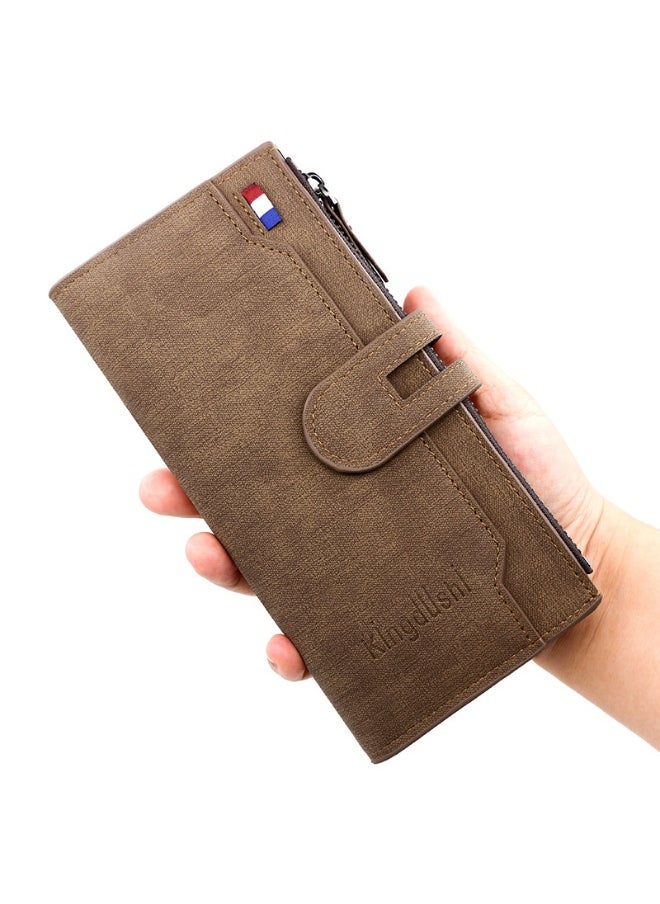 Men's Long Wallet Fashion Simple Pu Magnetic Buckle Men's Bag Multi-card Card Holding Bag Coin Wallet