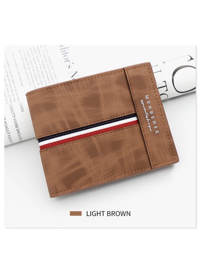 Short Frosted Men's Short Wallet Large Capacity Triple Fold Coin Bag Multi-card Men's Hinge Money Clip