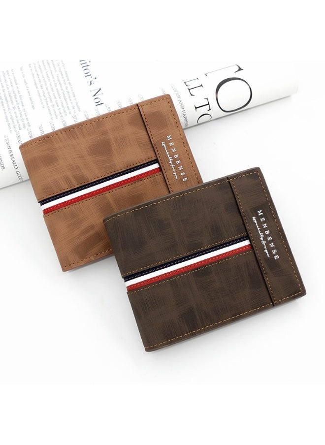 Short Frosted Men's Short Wallet Large Capacity Triple Fold Coin Bag Multi-card Men's Hinge Money Clip