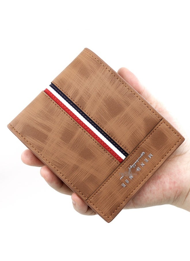 Short Frosted Men's Short Wallet Large Capacity Triple Fold Coin Bag Multi-card Men's Hinge Money Clip
