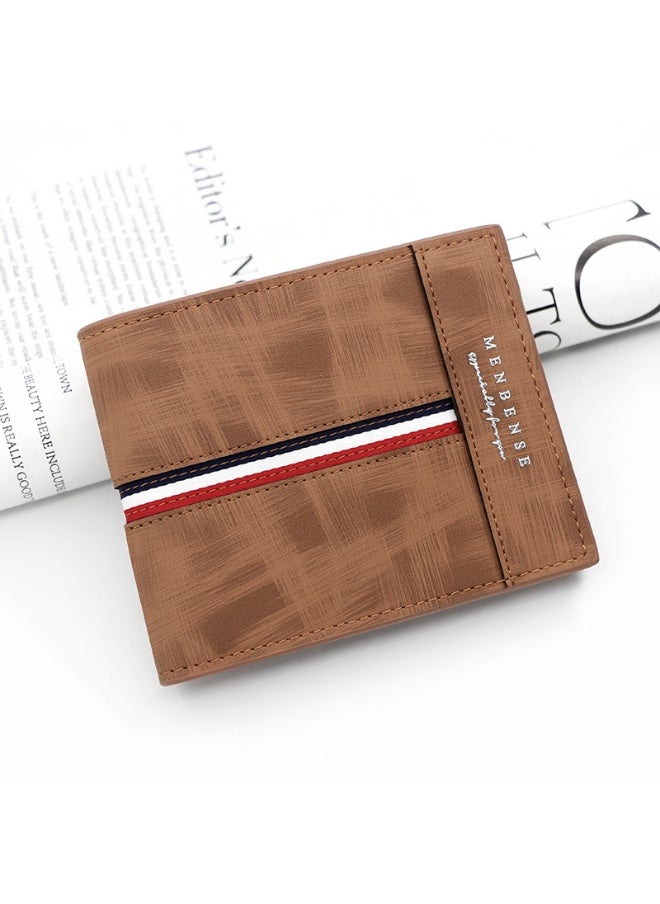 Short Frosted Men's Short Wallet Large Capacity Triple Fold Coin Bag Multi-card Men's Hinge Money Clip