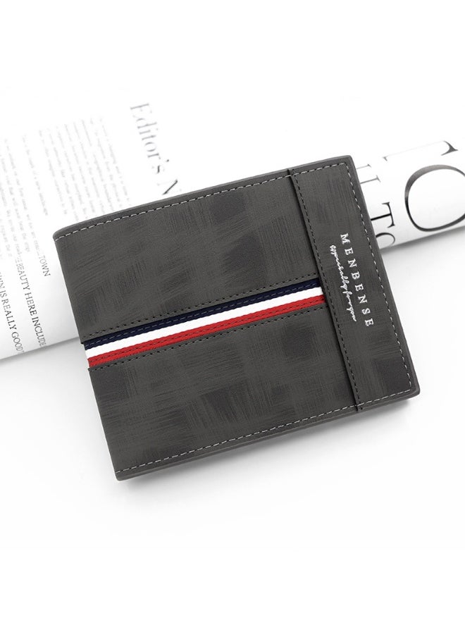 Short Frosted Men's Short Wallet Large Capacity Triple Fold Coin Bag Multi-card Men's Hinge Money Clip