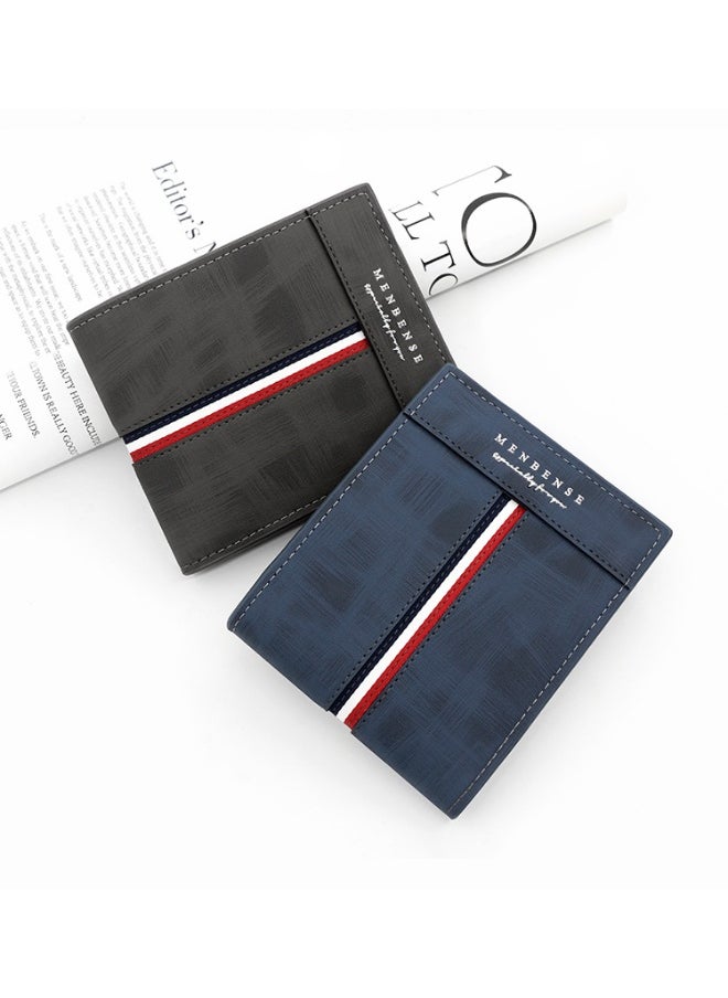 Short Frosted Men's Short Wallet Large Capacity Triple Fold Coin Bag Multi-card Men's Hinge Money Clip