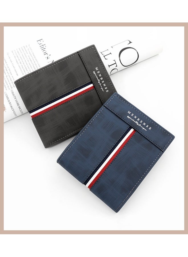 Short Frosted Men's Short Wallet Large Capacity Triple Fold Coin Bag Multi-card Men's Hinge Money Clip