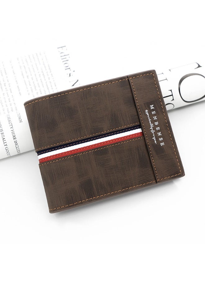 Short Frosted Men's Short Wallet Large Capacity Triple Fold Coin Bag Multi-card Men's Hinge Money Clip