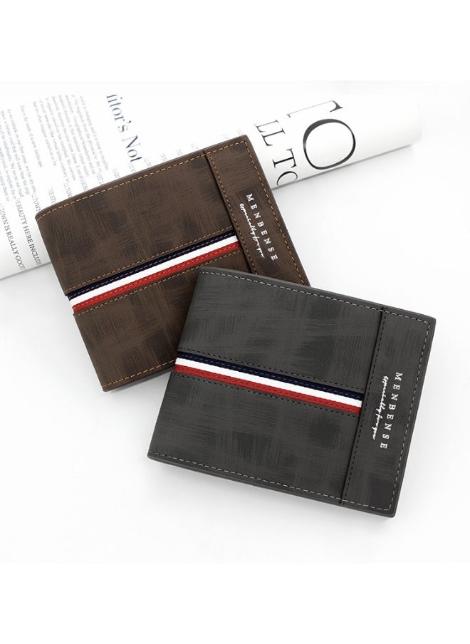 Short Frosted Men's Short Wallet Large Capacity Triple Fold Coin Bag Multi-card Men's Hinge Money Clip