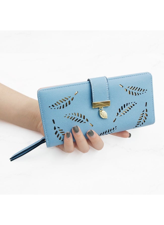 Leaf Hollowed Out Long Zipper Purse Women's Coin Purse