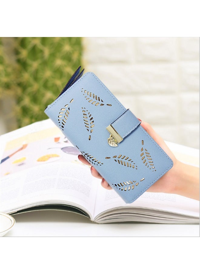 Leaf Hollowed Out Long Zipper Purse Women's Coin Purse