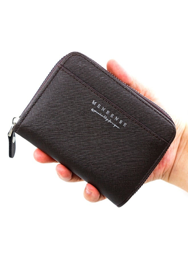 Men's Wallet Solid Color Business Short Zipper Bag Clutch Purse Coin Wallet