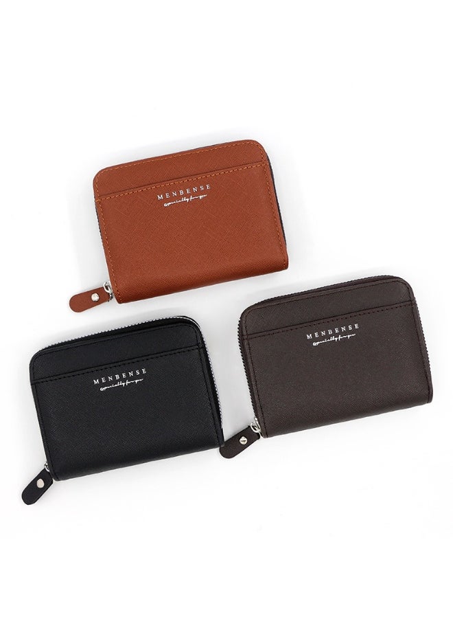 Men's Wallet Solid Color Business Short Zipper Bag Clutch Purse Coin Wallet