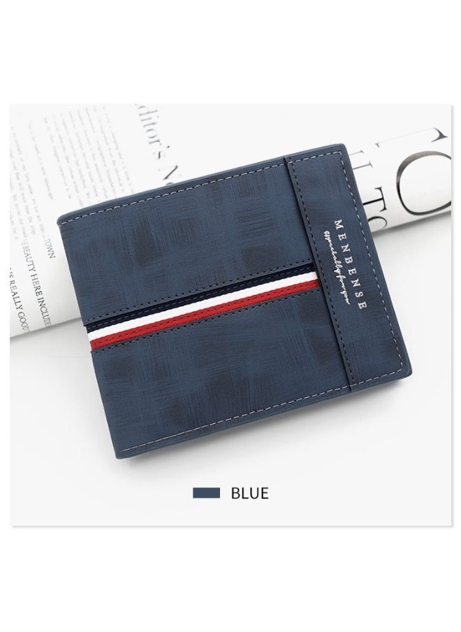 Short Frosted Men's Short Wallet Large Capacity Triple Fold Coin Bag Multi-card Men's Hinge Money Clip
