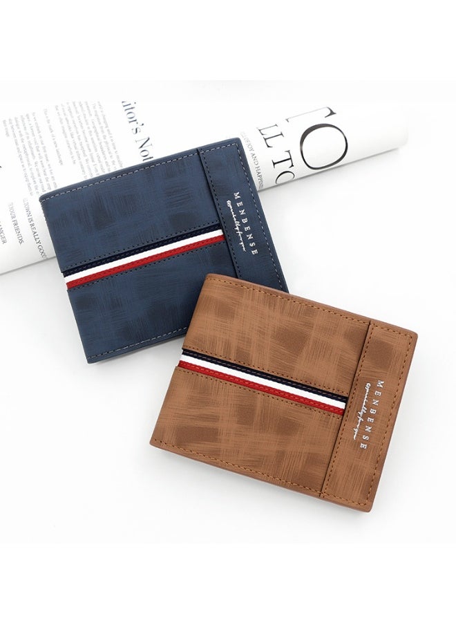 Short Frosted Men's Short Wallet Large Capacity Triple Fold Coin Bag Multi-card Men's Hinge Money Clip