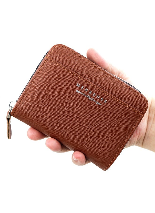 Men's Wallet Solid Color Business Short Zipper Bag Clutch Purse Coin Wallet