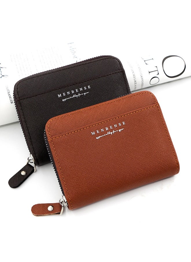 Men's Wallet Solid Color Business Short Zipper Bag Clutch Purse Coin Wallet