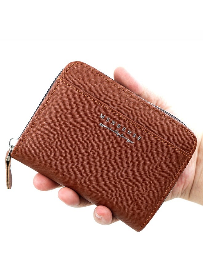 Men's Wallet Solid Color Business Short Zipper Bag Clutch Purse Coin Wallet
