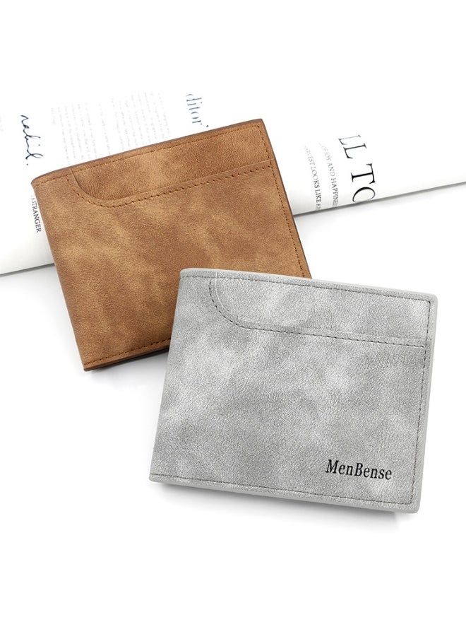 Men's Short Wallet Simple Frosted Pu Men's Large Capacity Multi-card Coin Bag Men's Money Clip
