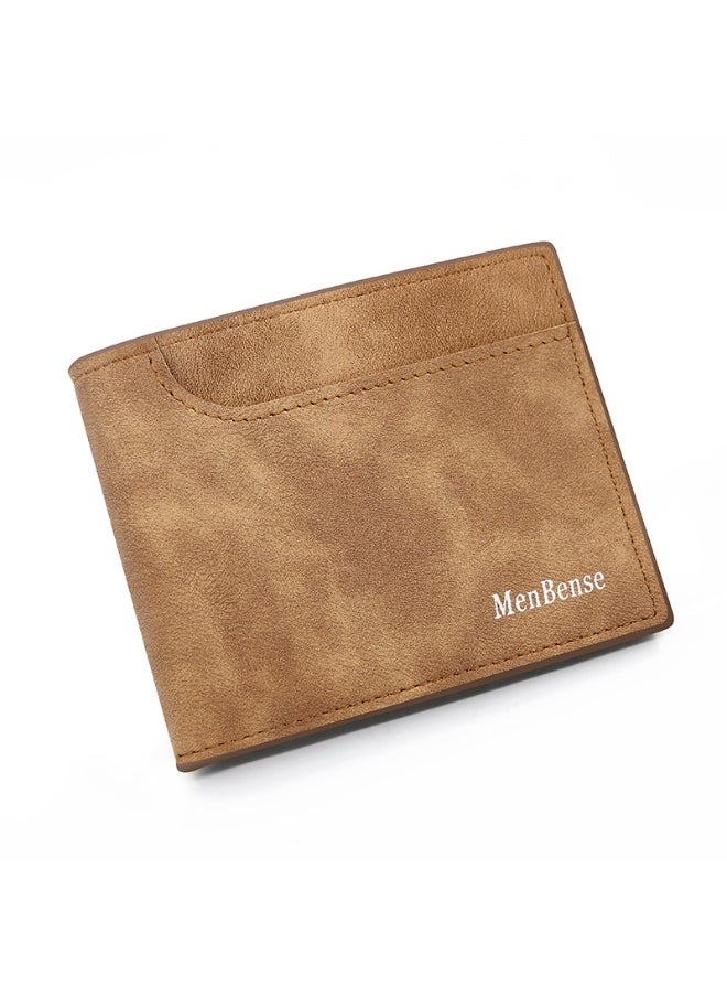 Men's Short Wallet Simple Frosted Pu Men's Large Capacity Multi-card Coin Bag Men's Money Clip
