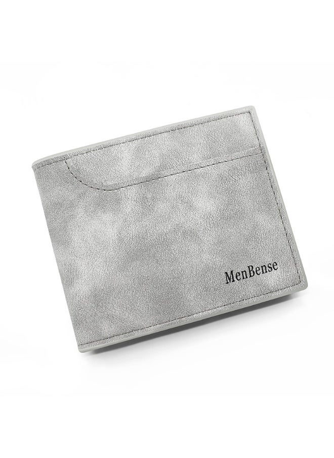 Men's Short Wallet Simple Frosted Pu Men's Large Capacity Multi-card Coin Bag Men's Money Clip