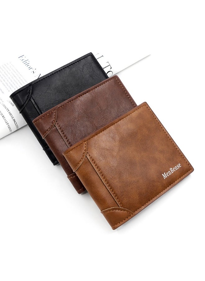 Men's Short Wallet Fashion Simple Pu Men's Wallet Wallet Wallet Coin Coin Card Bag