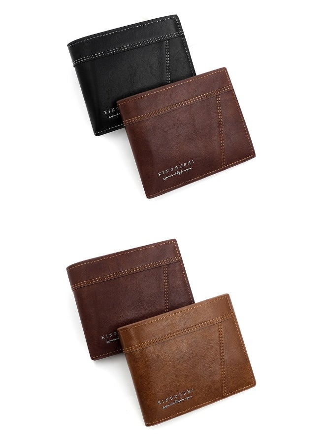 Men's Short Wallet Fashion Simple Men's Splice With Loose Leaf Coin Pocket Coin Wallet Large Capacity Money Clip
