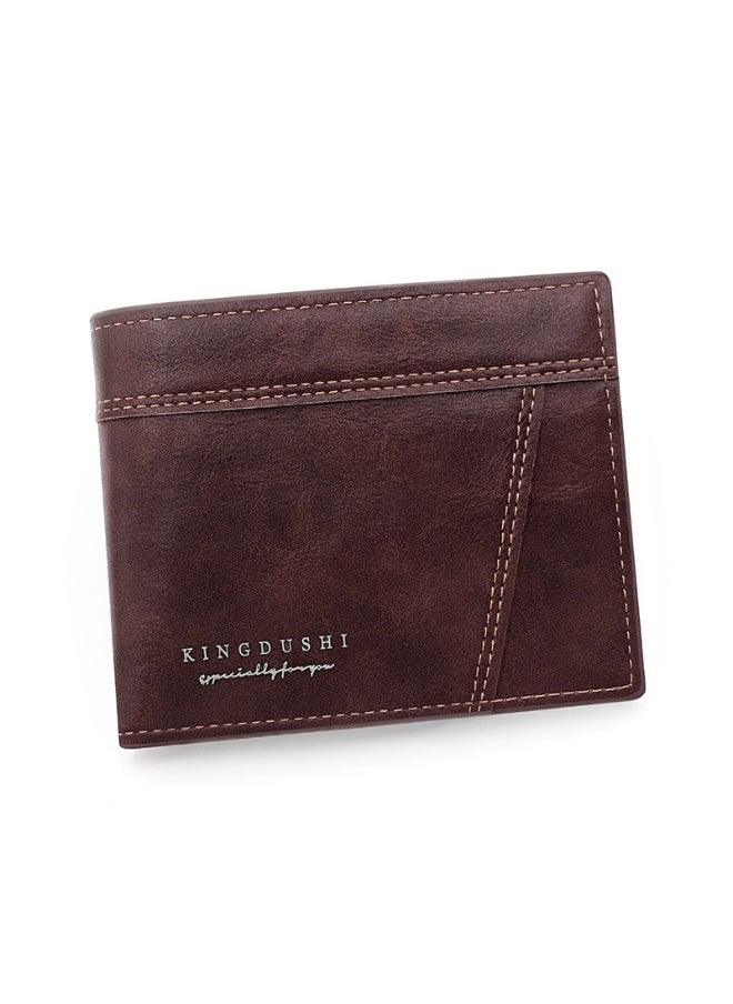 Men's Short Wallet Fashion Simple Men's Splice With Loose Leaf Coin Pocket Coin Wallet Large Capacity Money Clip