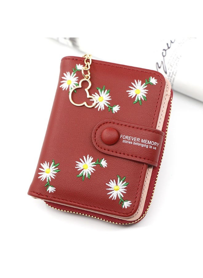 Personalized Women's Short Zipper Buckle Purse Purse Purse Coin Purse Embroidered Women's Card Bag