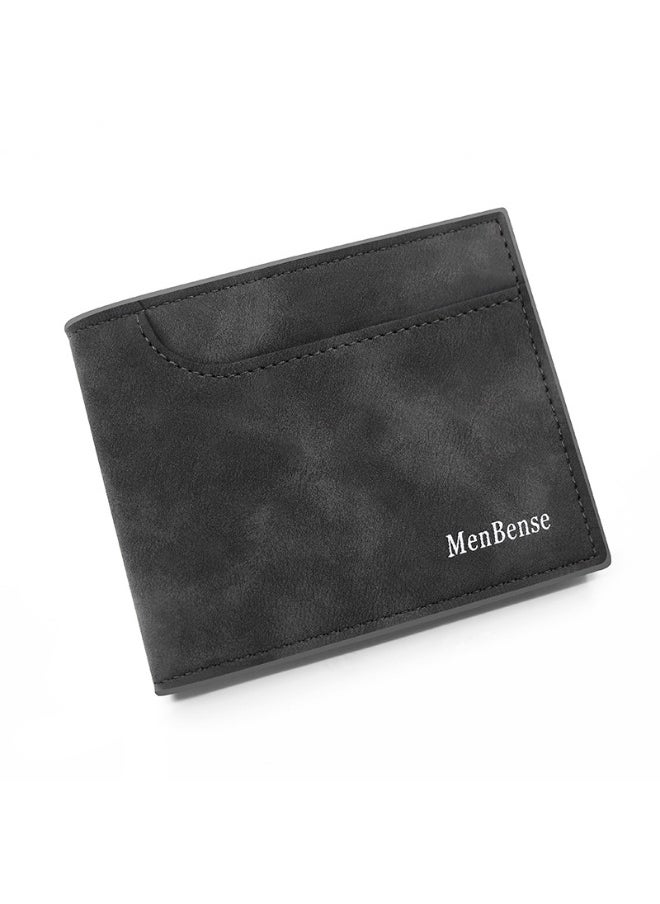 Men's Short Wallet Simple Frosted Pu Men's Large Capacity Multi-card Coin Bag Men's Money Clip