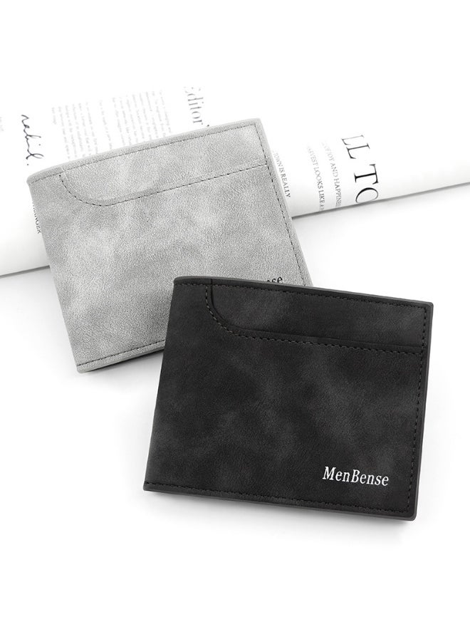 Men's Short Wallet Simple Frosted Pu Men's Large Capacity Multi-card Coin Bag Men's Money Clip