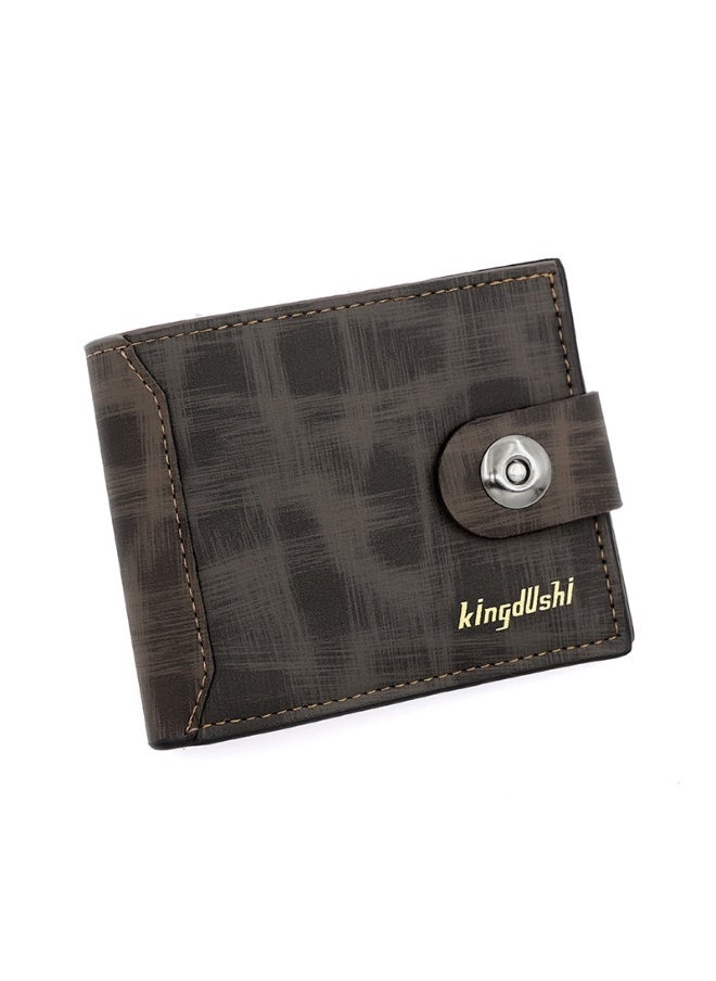 Horizontal Magnetic Buckle Men's Wallet Short Vintage Wallet With Zipper Change Bag