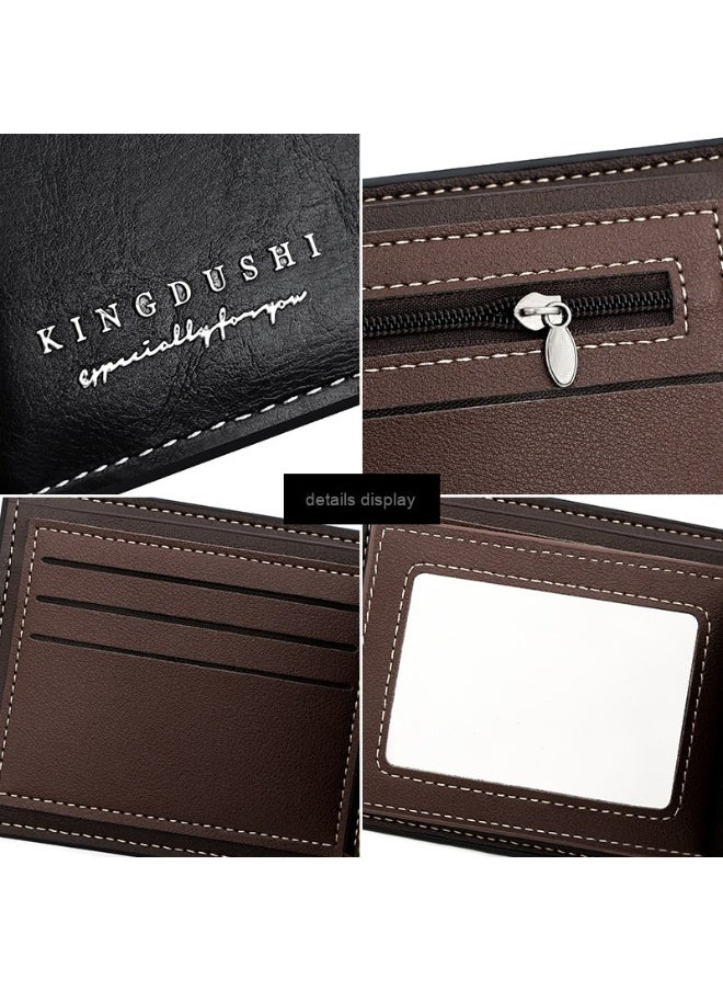 Men's Short Wallet Fashion Simple Men's Splice With Loose Leaf Coin Pocket Coin Wallet Large Capacity Money Clip