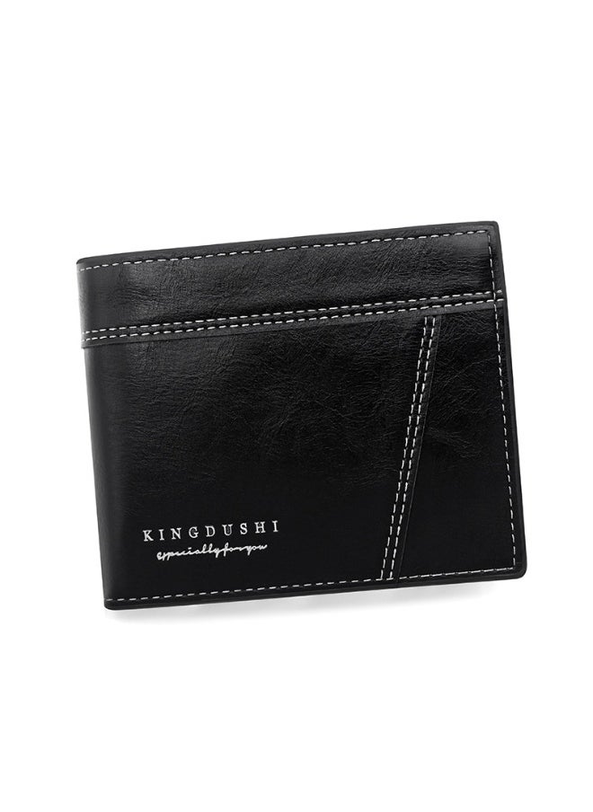 Men's Short Wallet Fashion Simple Men's Splice With Loose Leaf Coin Pocket Coin Wallet Large Capacity Money Clip