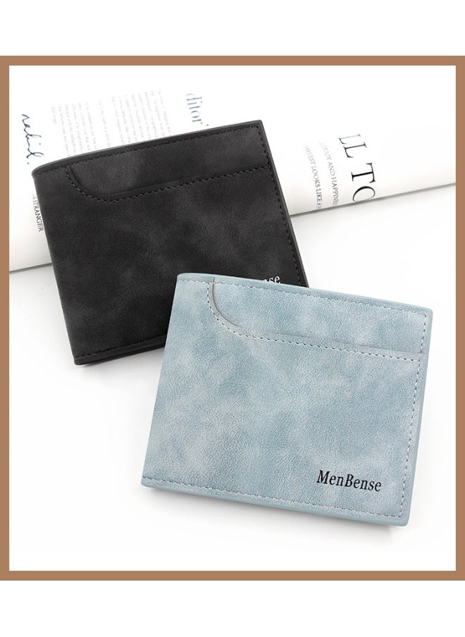 Men's Short Wallet Simple Frosted Pu Men's Large Capacity Multi-card Coin Bag Men's Money Clip