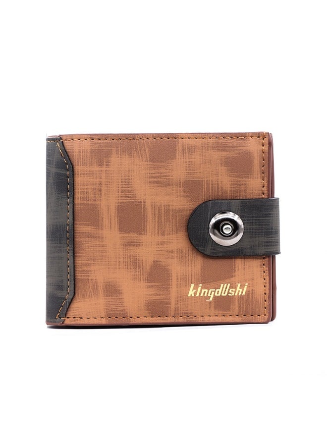 Horizontal Magnetic Buckle Men's Wallet Short Vintage Wallet With Zipper Change Bag