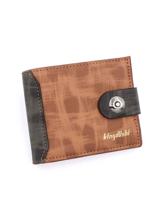 Horizontal Magnetic Buckle Men's Wallet Short Vintage Wallet With Zipper Change Bag