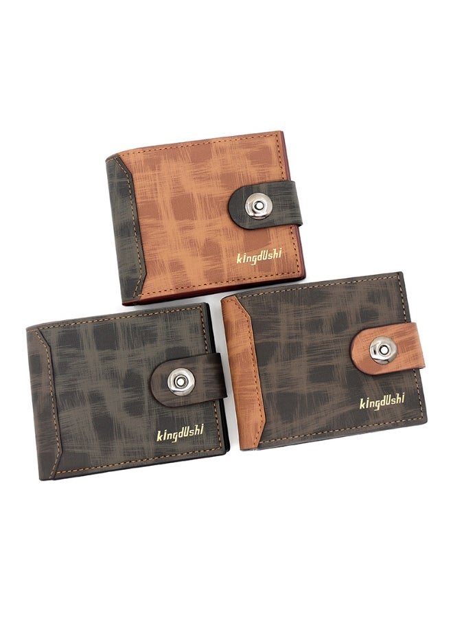 Horizontal Magnetic Buckle Men's Wallet Short Vintage Wallet With Zipper Change Bag