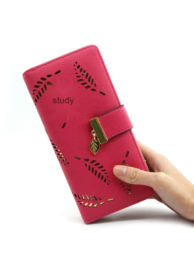 Leaf Hollowed Out Long Zipper Purse Women's Purse