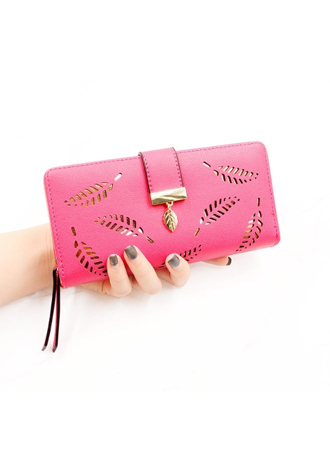 Leaf Hollowed Out Long Zipper Purse Women's Purse