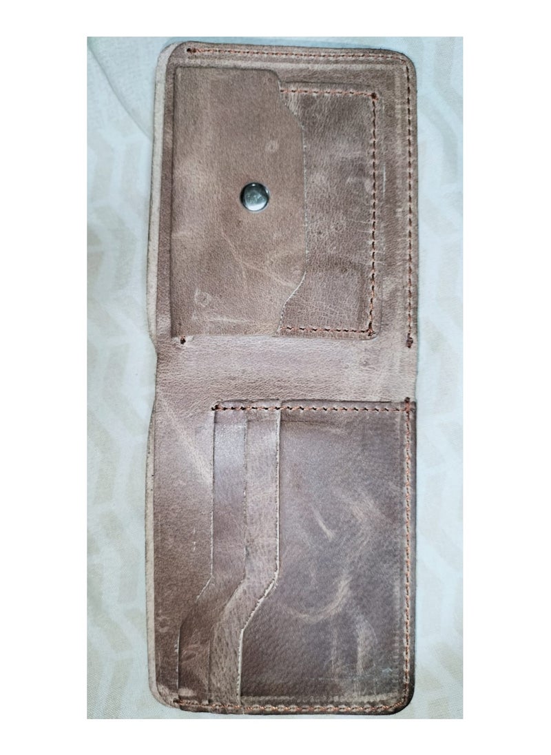 Men’s Crazy Horse Leather Wallet – Mustang Brown | Vintage Bifold
