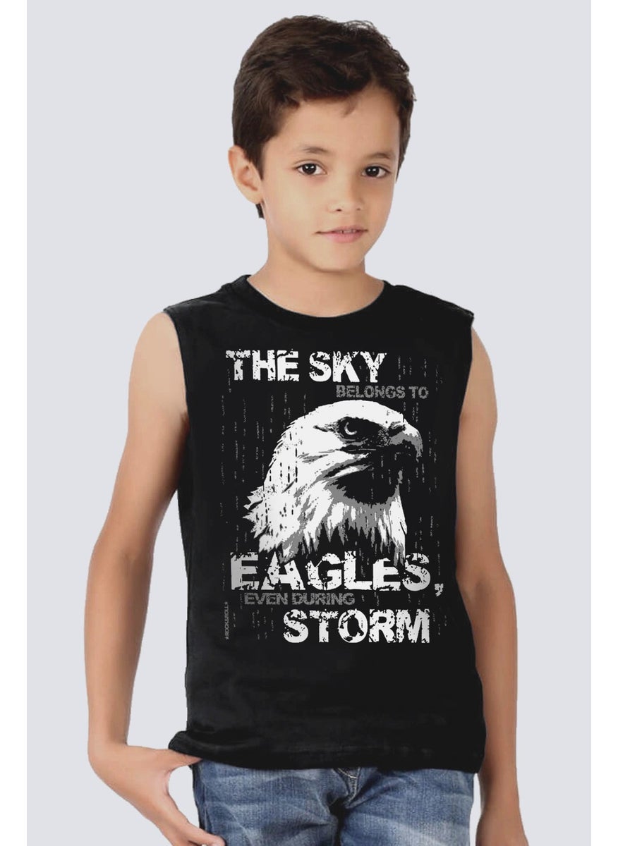 Eagle of the Skies Black Cutaway Sleeve | Sleeveless Girls Boys Unisex T-Shirt | Athlete