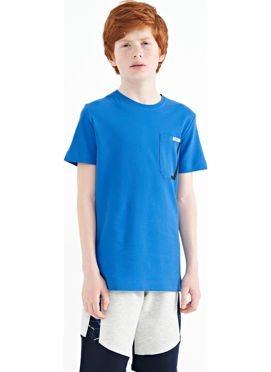 Saks Pocket Detailed O Neck Standard Pattern Boy T-Shirt - 11120