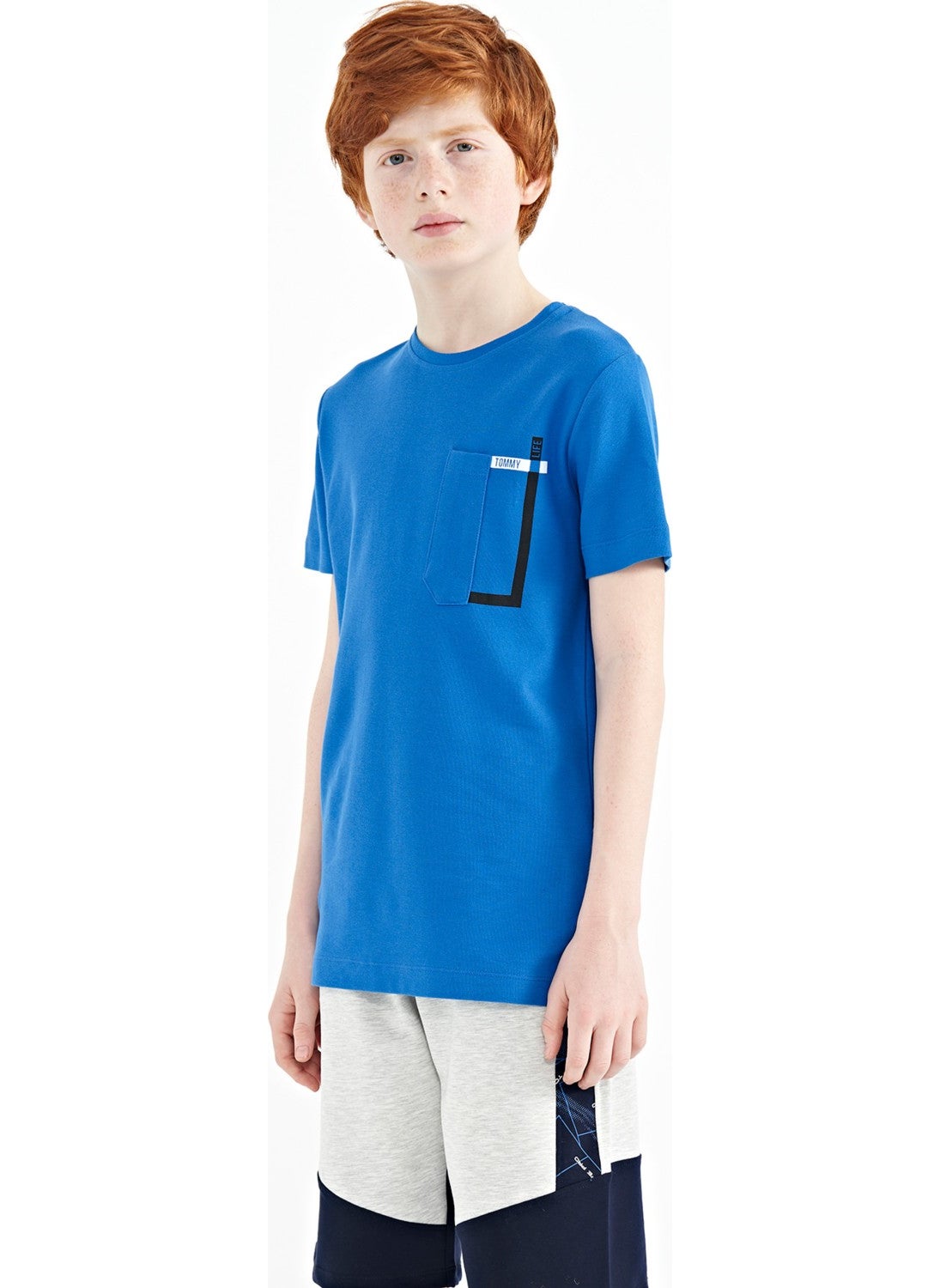 Saks Pocket Detailed O Neck Standard Pattern Boy T-Shirt - 11120