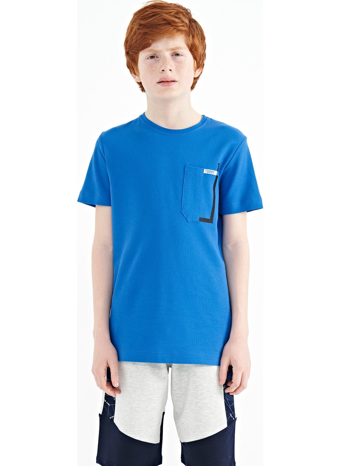Saks Pocket Detailed O Neck Standard Pattern Boy T-Shirt - 11120
